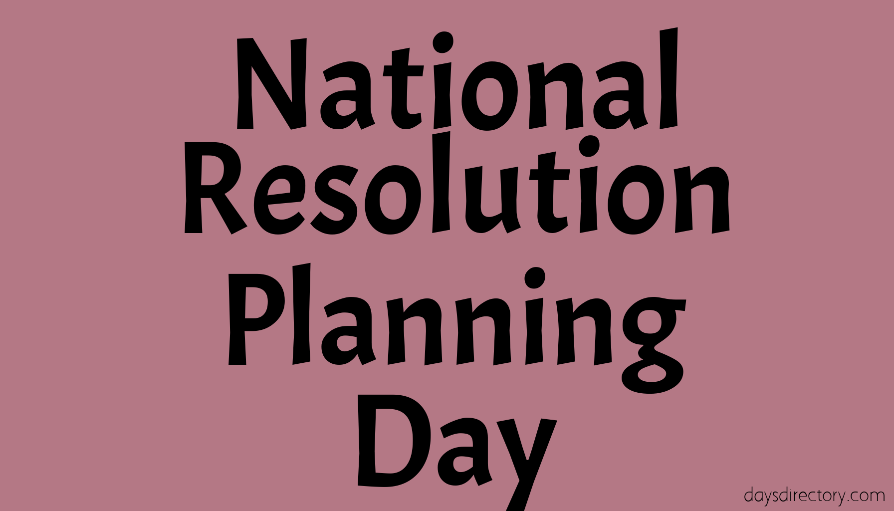 National Resolution Planning Day