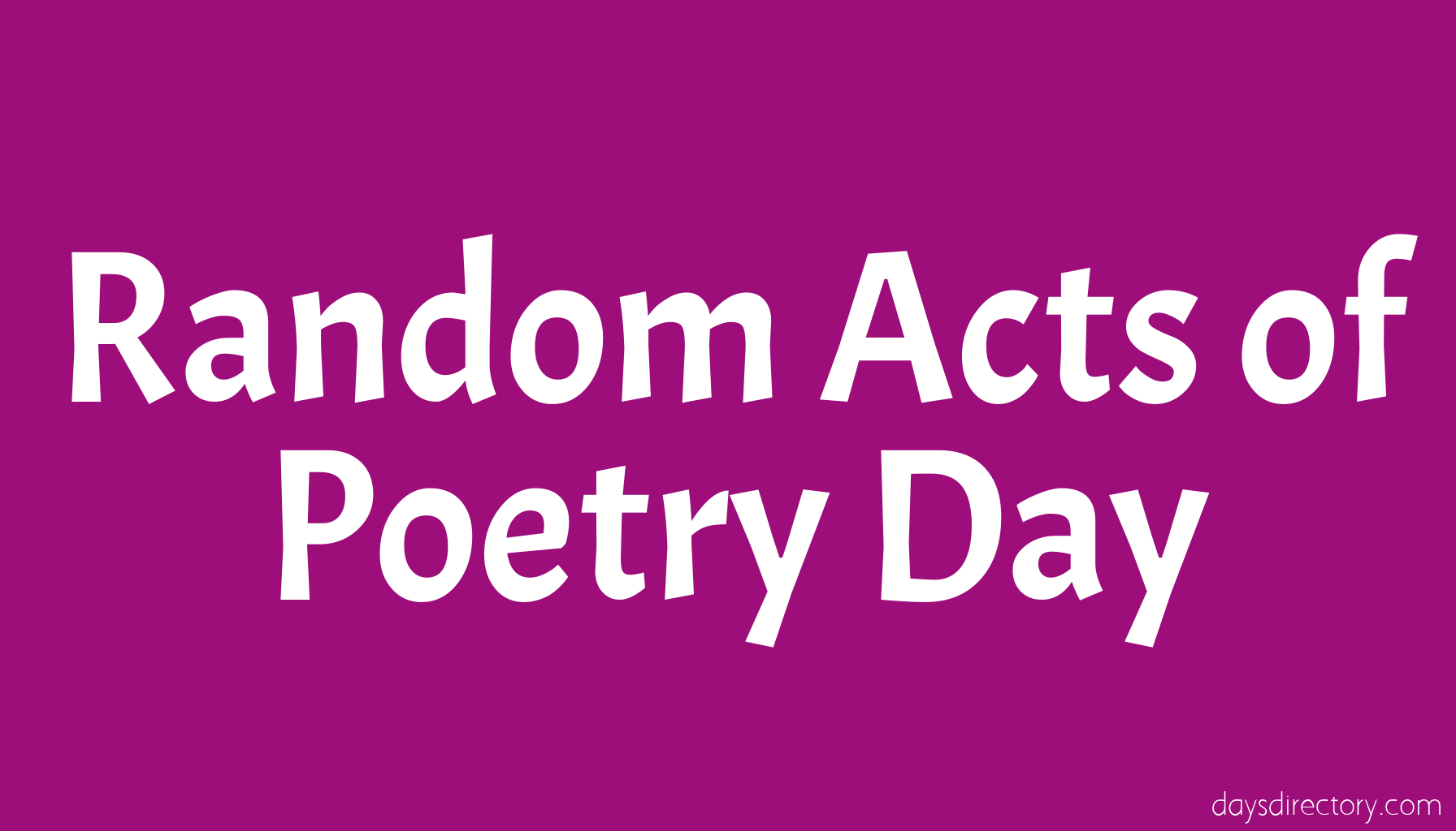 Random Acts of Poetry Day